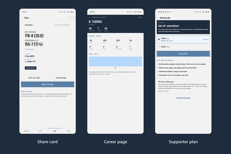 Open Innings — Cricket Scoring – screenshot 2
