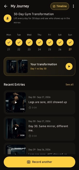 Jourvelope — Goal Video Journal – screenshot 1