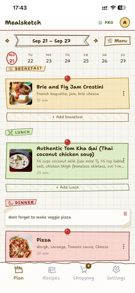 Mealsketch: Family Meal Plan – screenshot 2