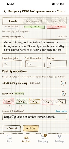 Mealsketch: Family Meal Plan – screenshot 4