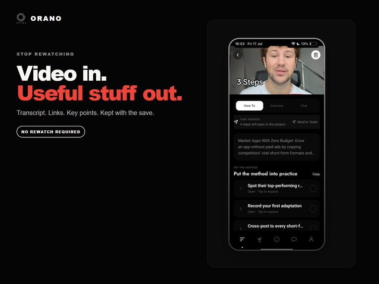 ORANO — Turn Saved Videos Into Action – screenshot 2