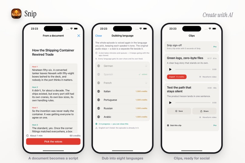 Snip: AI Podcast & Video Maker – screenshot 8