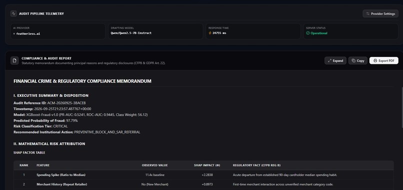 FraudxAI: Explainable AI for Risk & Compliance – screenshot 4