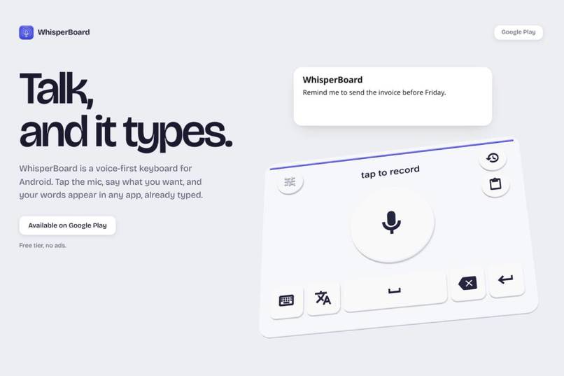 WhisperBoard: Voice-First Keyboard for Android – screenshot 1
