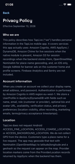 TapLive – screenshot 5