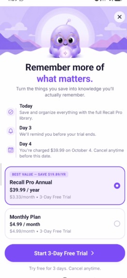 recall – screenshot 2