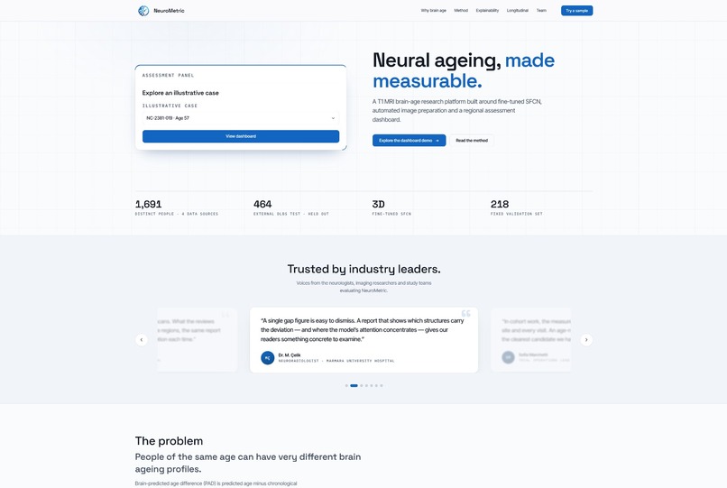 NeuroMetric: AI-Based Brain Age Prediction Clinic Dashboard – screenshot 1