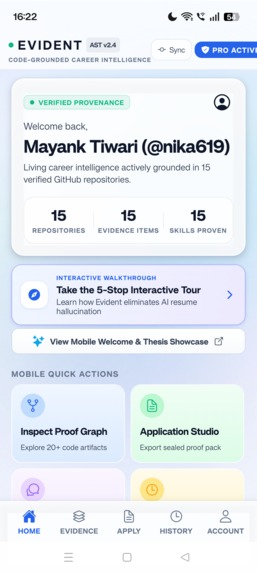 Evident — Code-Grounded Career Intelligence – screenshot 1