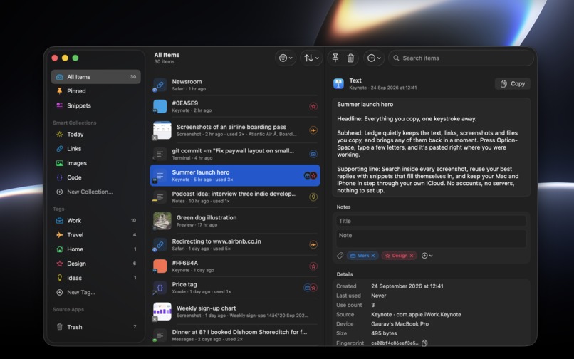 Ledge: Clipboard & Snippets for Mac and iPhone – screenshot 4
