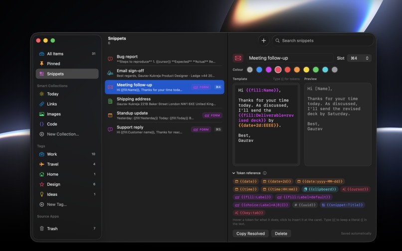 Ledge: Clipboard & Snippets for Mac and iPhone – screenshot 5