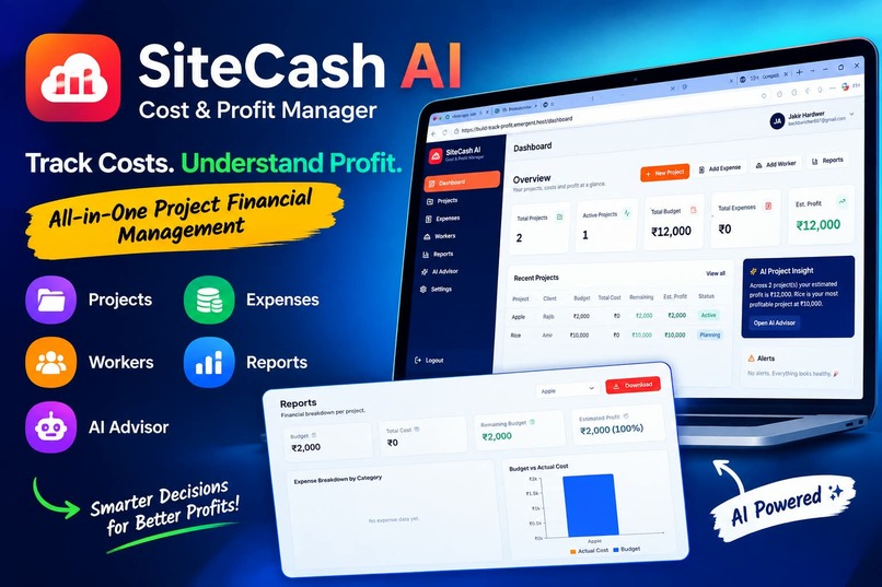 SiteCash AI - Cost & Profit Manager – screenshot 1