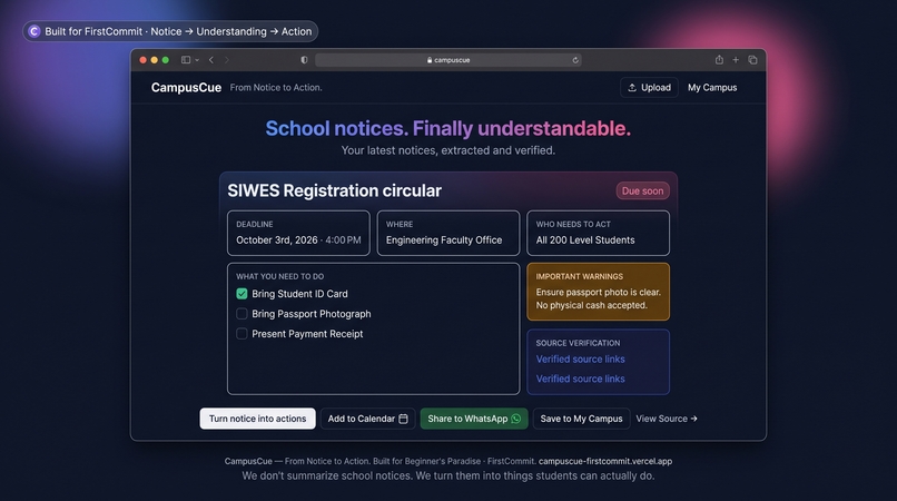 CampusCue - From Notice to Action – screenshot 1