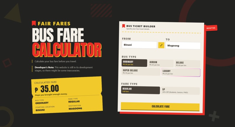 Bus Fare Calculator – screenshot 1