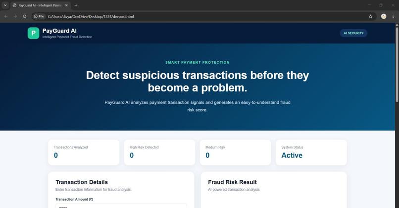PayGuard AI – Intelligent Payment Fraud Detection – screenshot 1