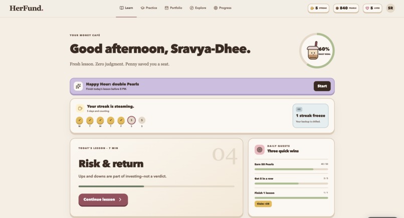 HerFund – screenshot 1