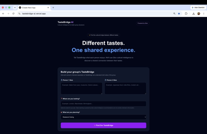 TasteBridge AI – screenshot 1