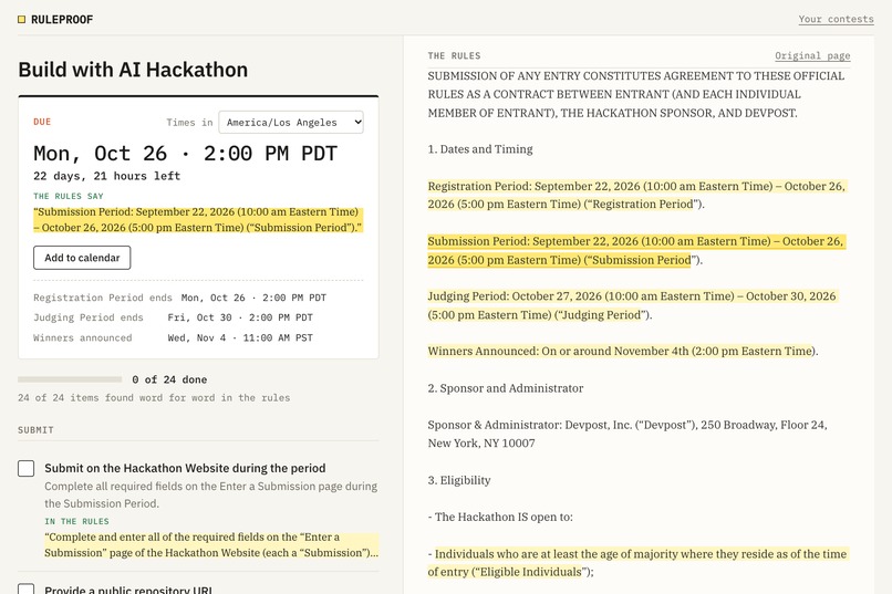 Ruleproof – screenshot 1