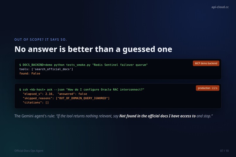 Official Docs MCP: Evidence Layer for AI Agents – screenshot 4
