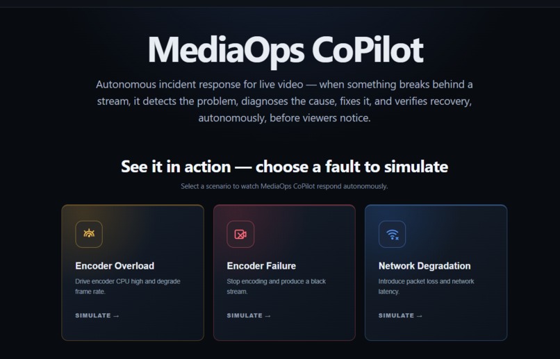 MediaOps CoPilot — Autonomous Incident Responder – screenshot 1