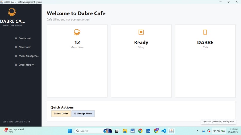 Dabre Cafe – Smart Cafe Billing and Management System – screenshot 1