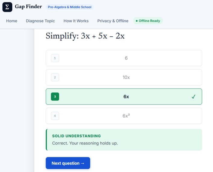Gap Finder — Find the Math Gap Behind the Problem – screenshot 2