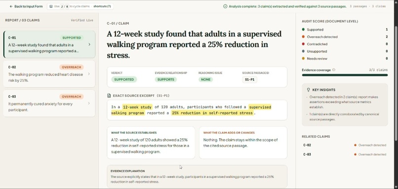 ClaimCheck — Evidence Integrity Workbench – screenshot 3