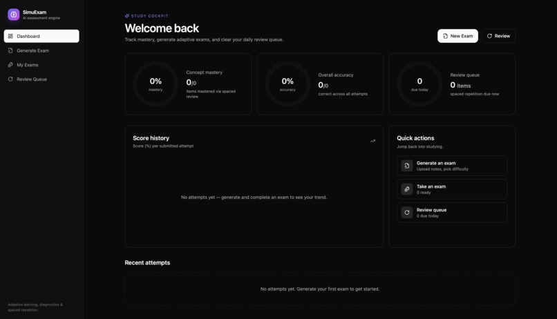 SimuExam AI - Adaptive Exam Simulator & Diagnostic Engine – screenshot 1