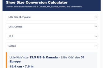 Shoe Size Conversion Calculator