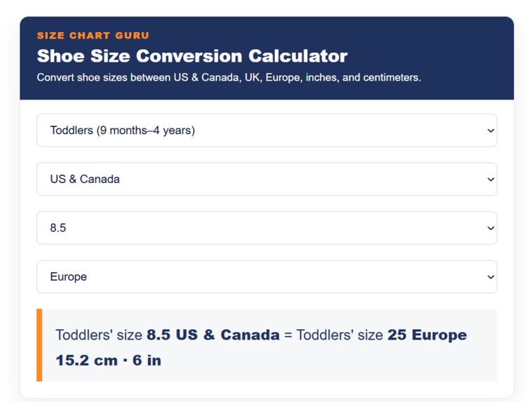 Shoe Size Conversion Calculator – screenshot 4
