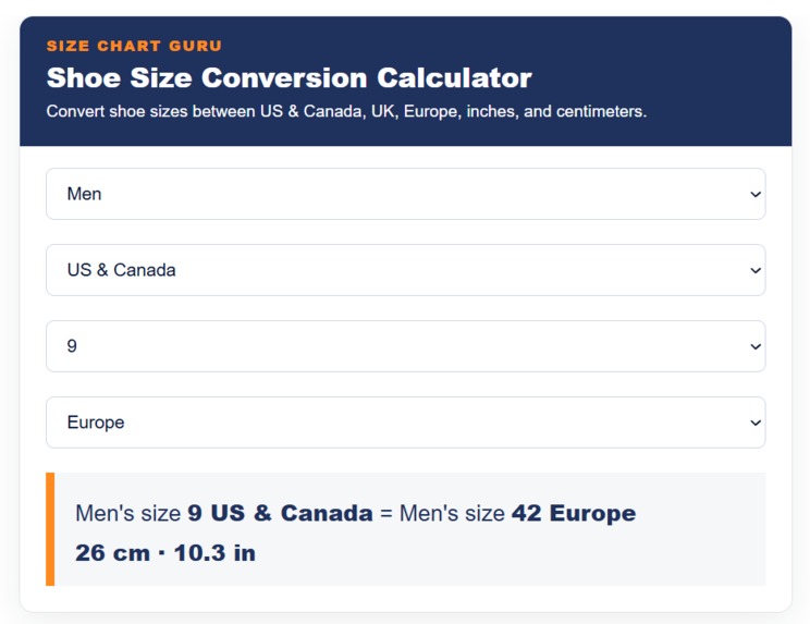 Shoe Size Conversion Calculator – screenshot 5
