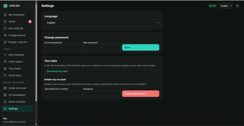 LIFELOG – screenshot 2