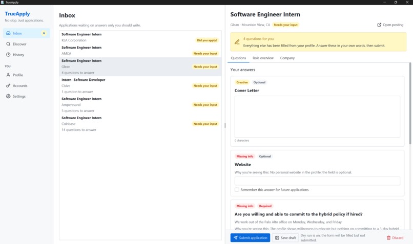 True Apply – screenshot 1