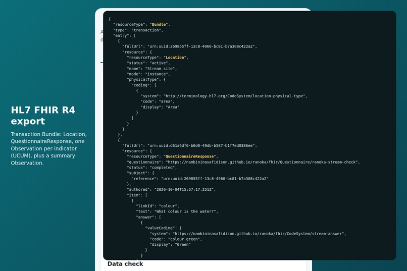 Ranoka — 60-second stream checks, explained & FHIR-ready – screenshot 1