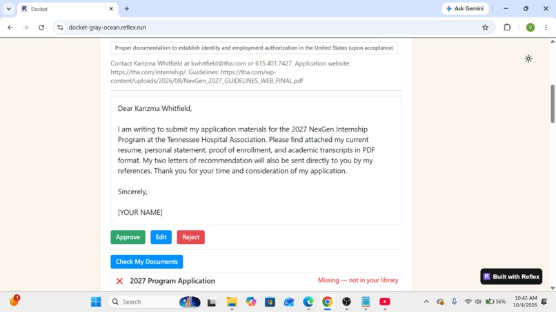 Docket – screenshot 2