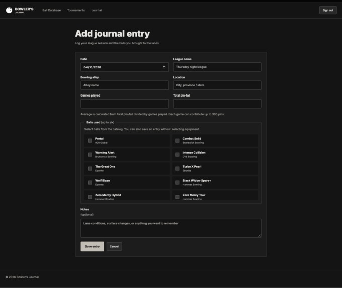Bowler's Journal – screenshot 2
