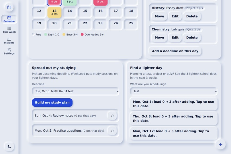 WeekLoad – screenshot 3