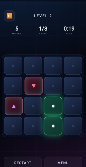 NEON MATCH — Neon Memory Puzzle – screenshot 2