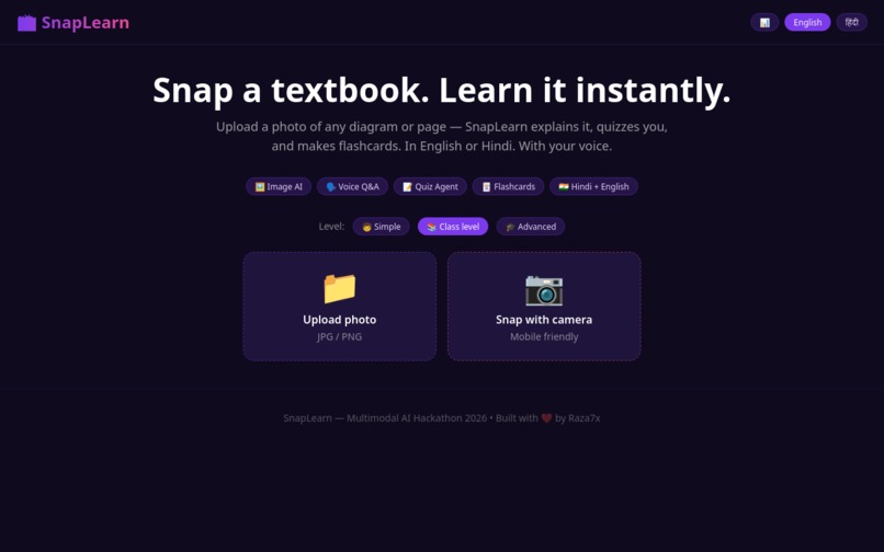 SnapLearn — Multimodal AI Study Buddy – screenshot 1