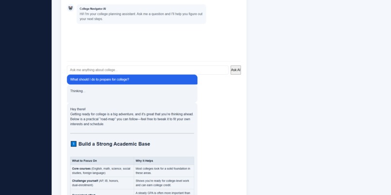 AI College Navigator – screenshot 1