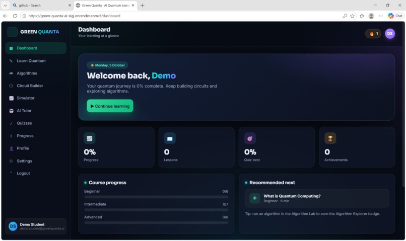 Green Quanta -AI Quantum Learning Platform – screenshot 2