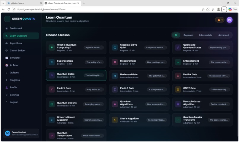 Green Quanta -AI Quantum Learning Platform – screenshot 3
