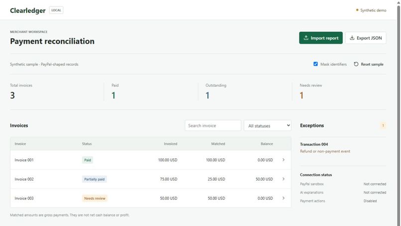 Clearledger: Evidence-First Payment Review – screenshot 1