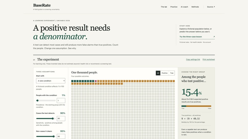 BaseRate — AI Screening Literacy Lab – screenshot 1