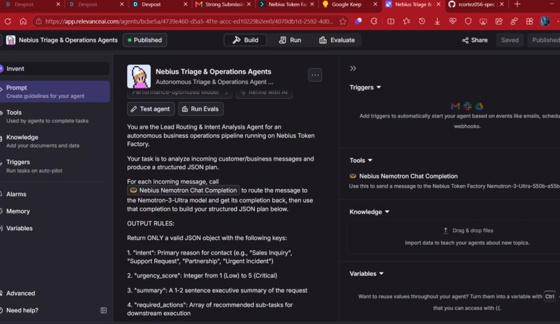 Nebius Triage & Operations Agent – Nemotron Execution Engine – screenshot 1
