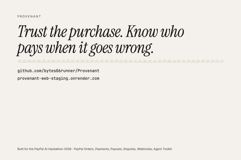 Provenant: Safe Checkout and Recourse for AI Agents – screenshot 1
