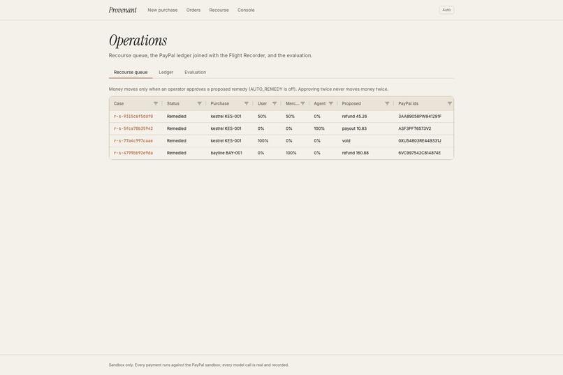 Provenant: Safe Checkout and Recourse for AI Agents – screenshot 2