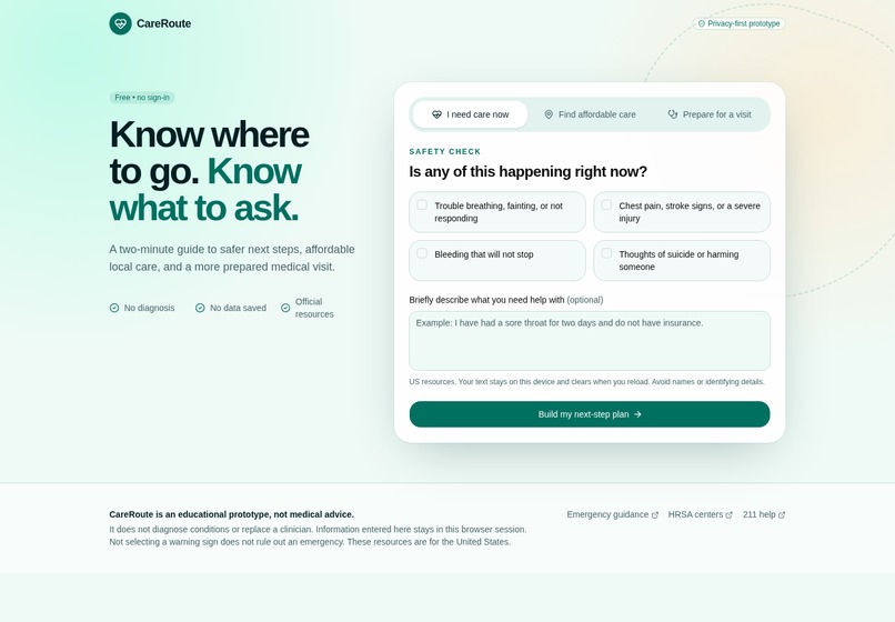 CareRoute — Private Care Navigation – screenshot 1