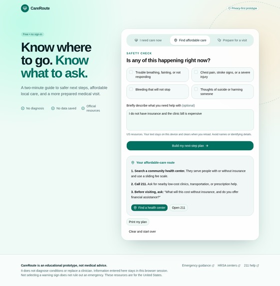 CareRoute — Private Care Navigation – screenshot 2