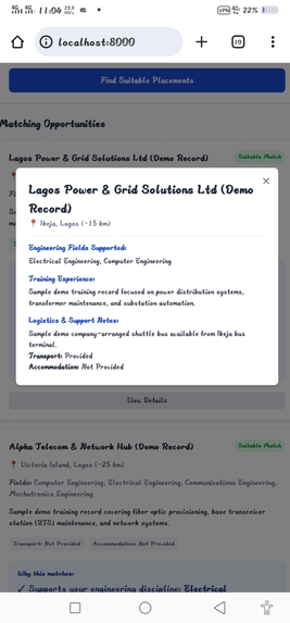 SIWES Placement Evaluator – screenshot 3