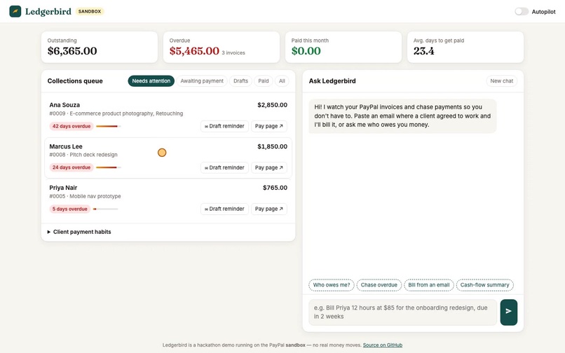 Ledgerbird – screenshot 1